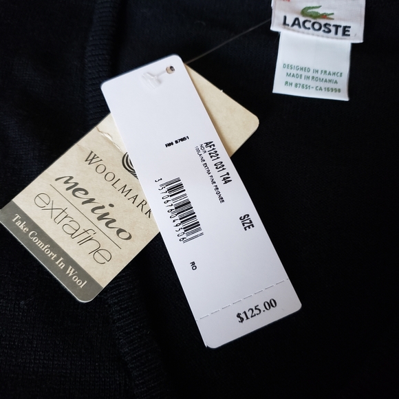 New Lacoste Wool Vneck Vest size 44 - Picture 4 of 4